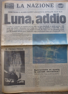 La Nazione 22/07/1969 MOON, farewell - Armstrong and Aldrin Original & Complete, Rare