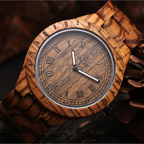 Uwood Naturale Zebra legno Orologio al Quarzo Orologio da uomo in legno  massello elegante regalo da uomo | eBay