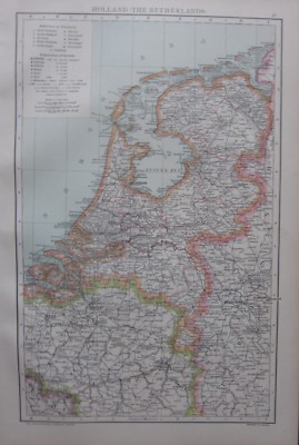 1893 LARGE ANTIQUE Carte Holland Pays-Bas Amsterdam Utrecht Rotterdam