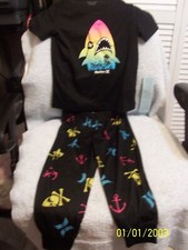 Hurley Boy's Pajama Set Shark Top  Anchor, Pirate Sharks New