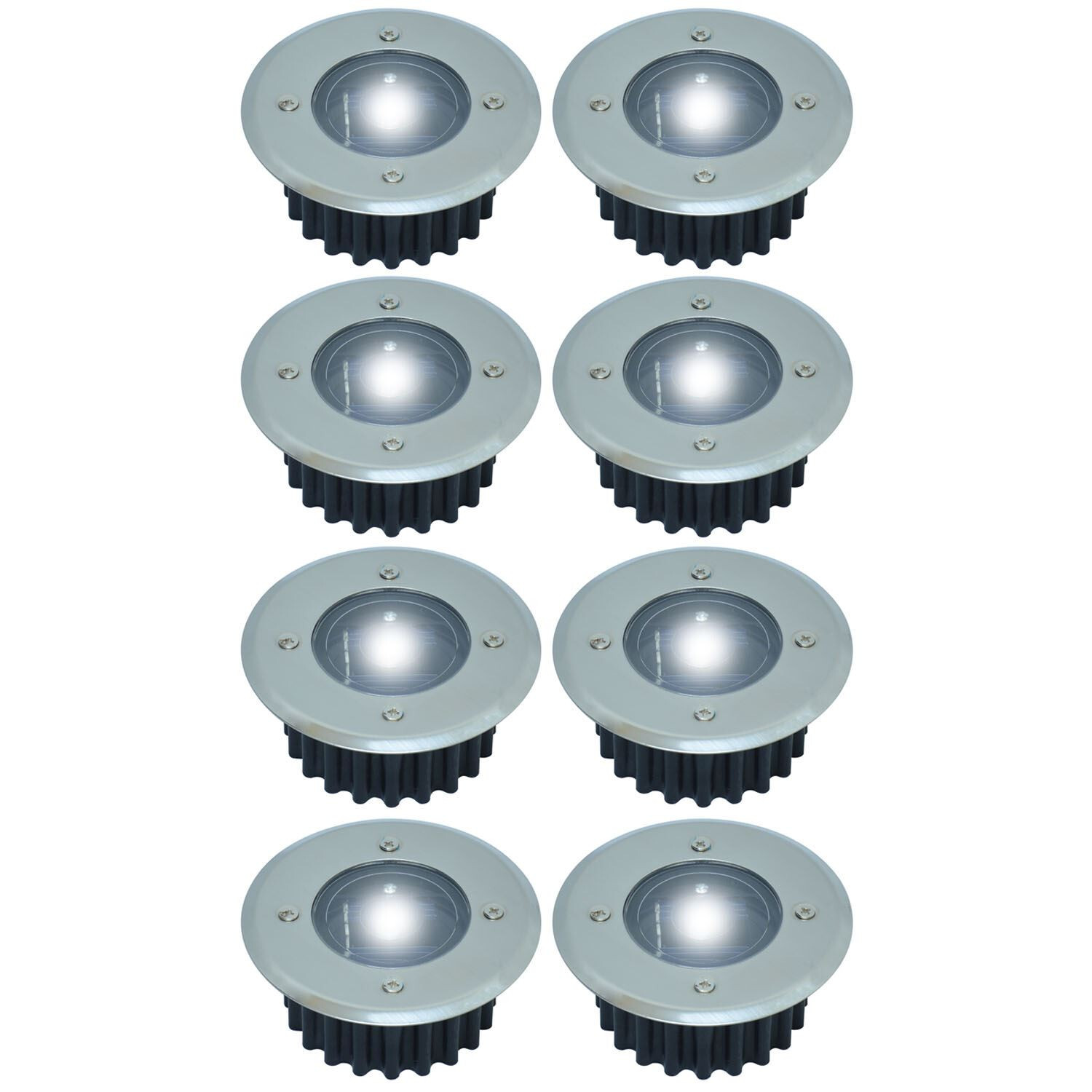 STAINLESS STEEL LED WHITE WIRELESS SOLAR POWERED GARDEN DECKING DECK