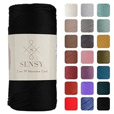 Sensy Premium 2mm 251 Yards Polyester Rope 100 Polypropylene 1 Skein Black