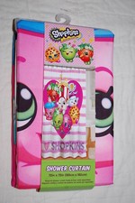 Fabric Shower Curtain SHOPKINS Apple Strawberry Cupcake Popcorn Sneaker 72x72"