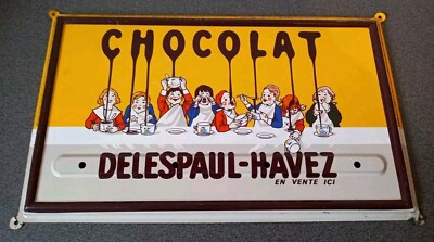 Vintage Schild Geschirrtuchhalter Schokolade Delespaul-Havez (hier zu verkaufen) 30 x 18 cm