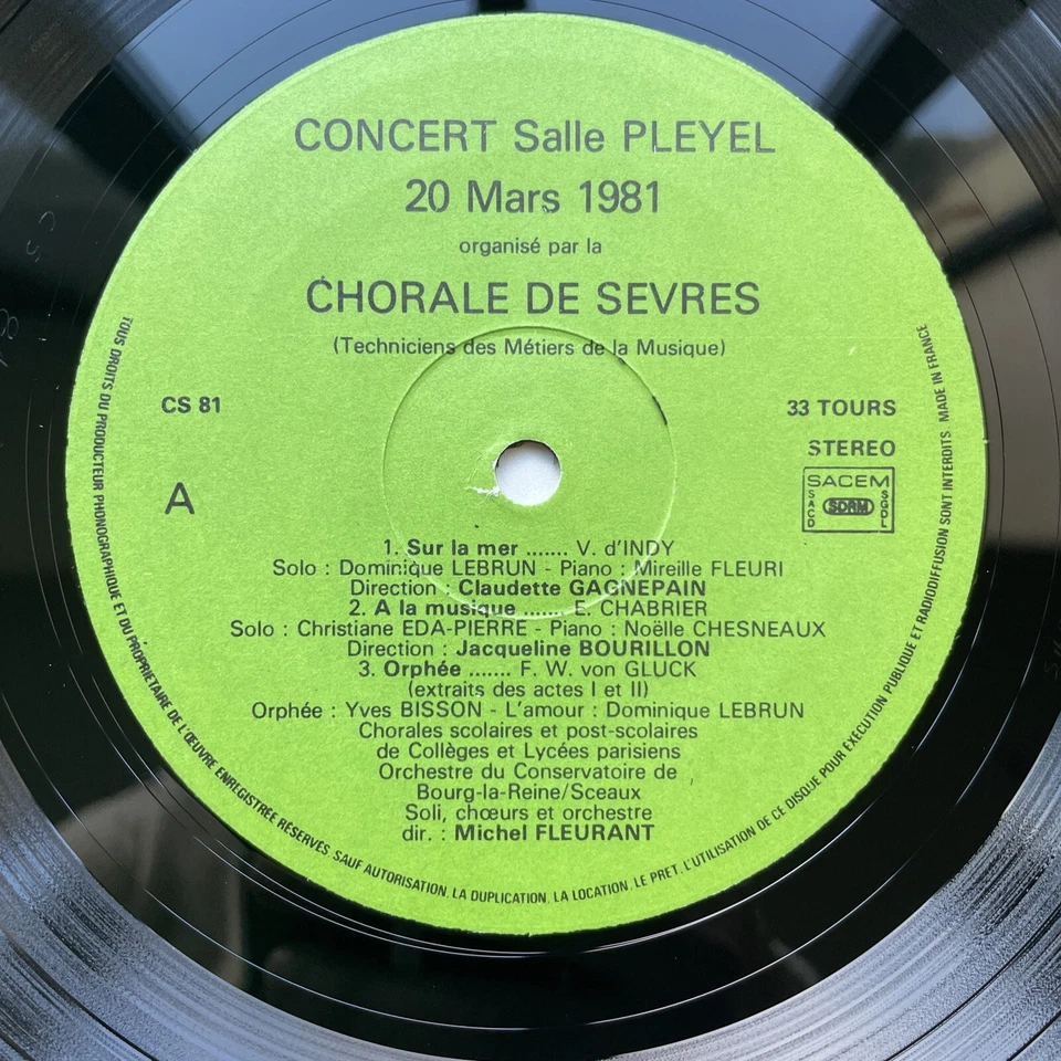 LP CHORALE DE SEVRES - Concert salle Pleyel 20 mars 1981. - Photo 2/3