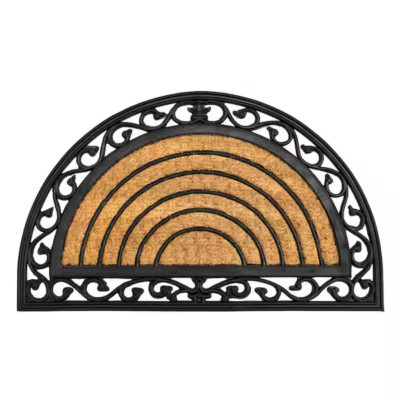 18'' x 30'' Eco-Friendly Outdoor Mat Natural Rubber Coir Half-Round Doormat NEW
