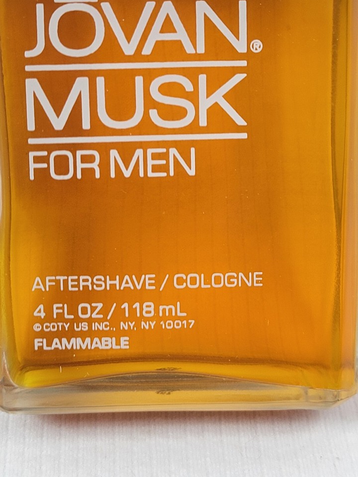 VINTAGE 1970s JOVAN MUSK OIL AFTERSHAVE COLOGNE FOR MEN, LARGE 4 OZ
