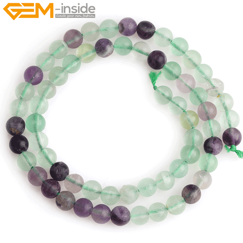 Natural Forested Round Chakras Beads Green Purple Fluorite Quartz Jewelry 15" - Picture 7 of 28