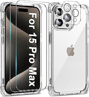L-FADNUT for iPhone 15 Pro Max Case Clear with 2X Screen Protectors and 2X Camer