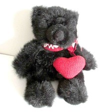 Valentine Plush Toy Teddy Bear w Heart 7" w Tags Soft Black FREE SH