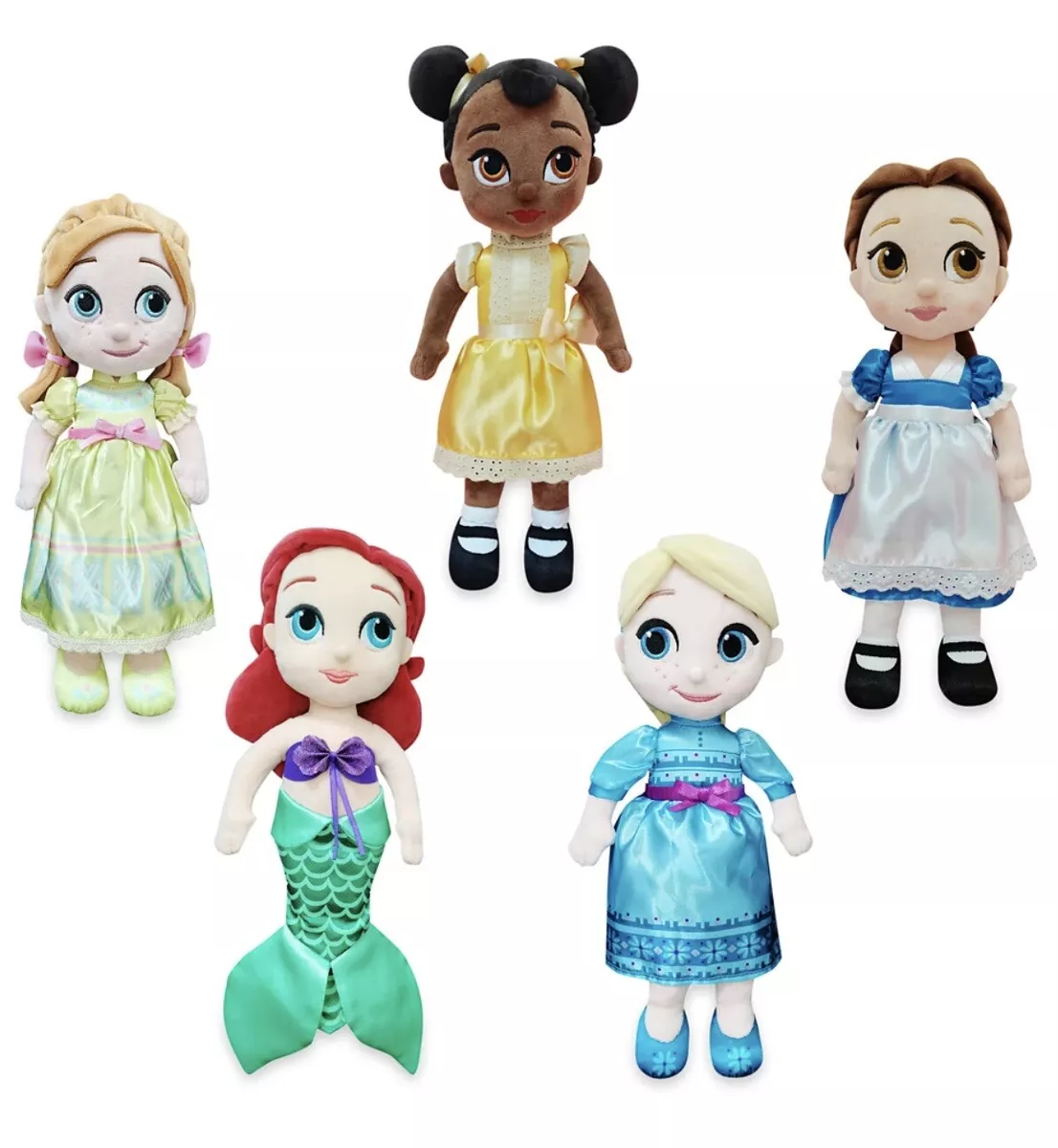 Disney Animators' Collection 12” Plush Doll Gift Set Ariel Elsa Anna Belle  Tiana