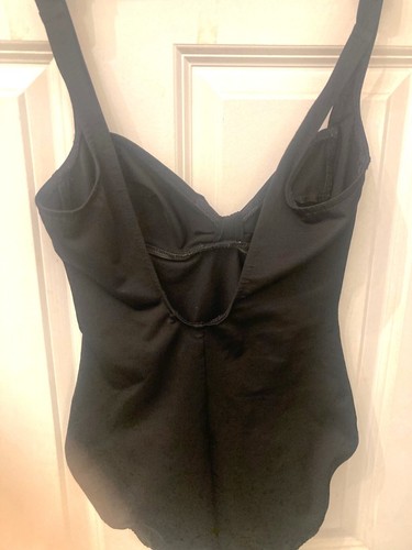 Vintage 90s Unite Swimsuit Black Ruched Front High Cut Size 8 Union made - Picture 3 of 5