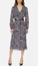 MICHAEL KORS BLACK AND WHITE CHIFFON DRESS PETITE