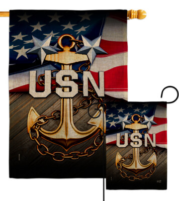 USN Burlap Garden Flag Navy Armed Forces Decorative Small Gift Yard House Banner
