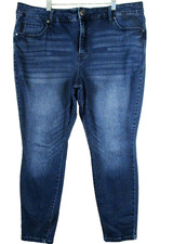 Terra  Sky Womens High Waist Super Skinny Jeans Button Fly Size 16W Blue
