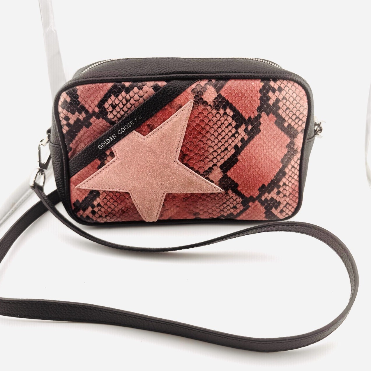 Golden Goose Pink Black Python Star Shoulder Bag … - image 1