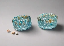 Shell Candle Vessels Set  , Beach Decor, Gift, Jewelry, Tea-Light, Ocean Lover