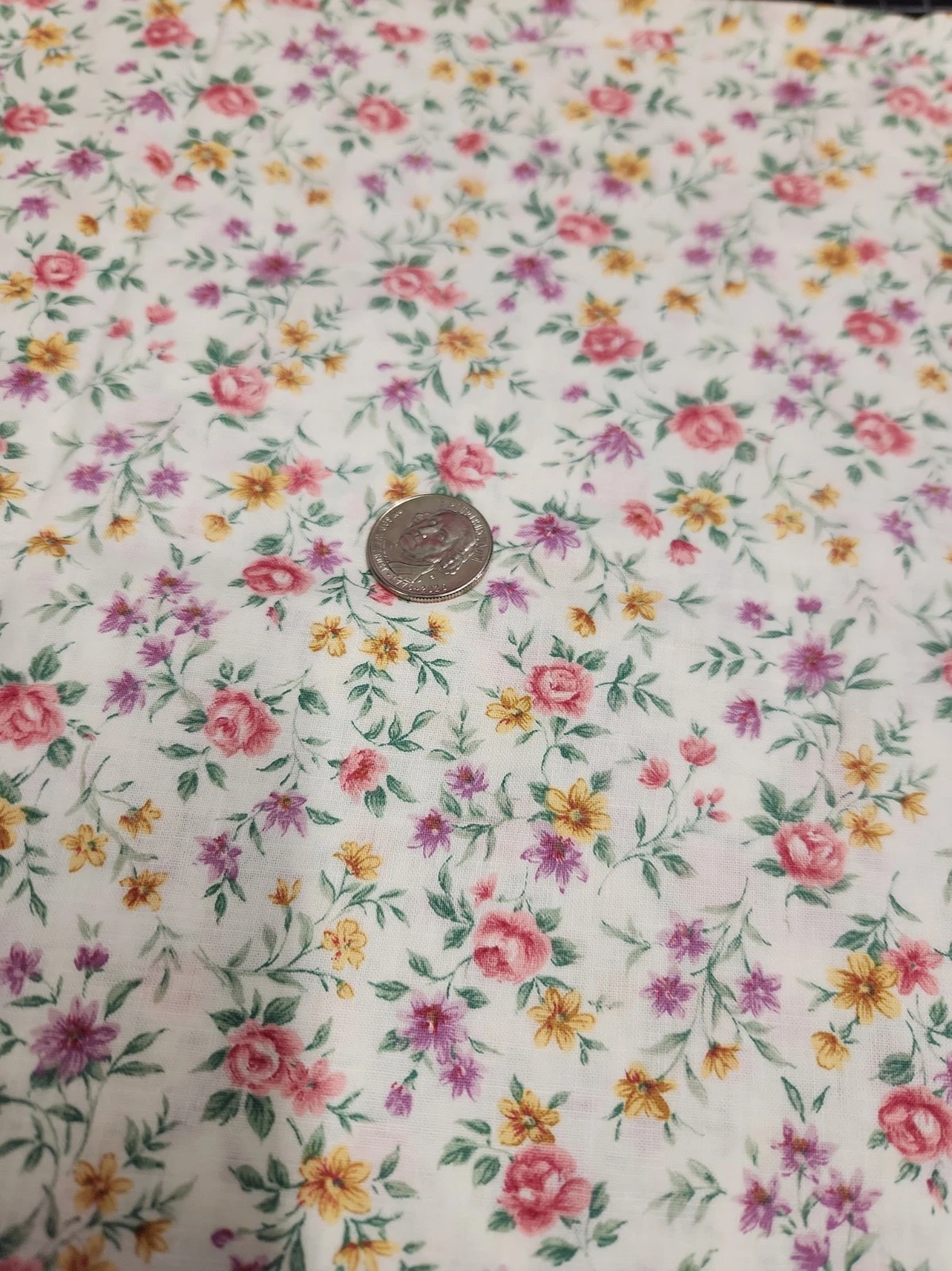 1.50 Yards 45 Wide Pink Purple Yellow Floral OOP 100% Cotton image 5