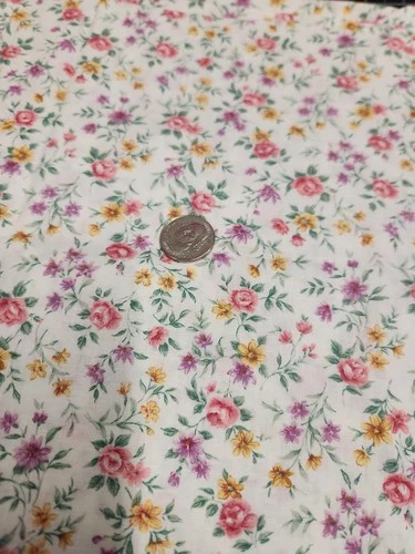 1.50 Yards 45 Wide Pink Purple Yellow Floral OOP 100% Cotton image 5