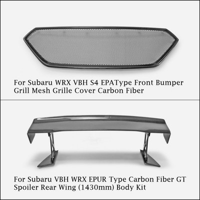For Subaru WRX VBH S4 Front Bumper Grill Cover/GT Spoiler Rear Wing Carbon
