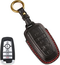 Key Fob Cover, Leather Car Key Fob Case for Smart Key Keyless Entry-New Black