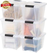 6-Pack 19 Quart Storage Bins with Lids, Clear Clear Design Makes Contents Easy