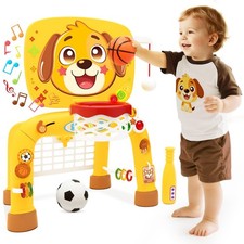 Toys for 1 Year Old Boy - Toddler Basketball Hoop Soccer Goal Baseball Activ