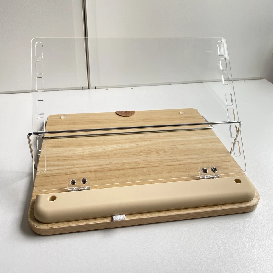 Soporte ajustable de madera natural para tablet portátil soporte de escritorio reposamuñecas lápiz Foto 2 de 4