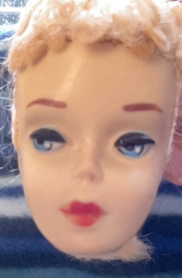 #3 Ponytail Barbie Doll Head Blonde, Blue Eye Liner