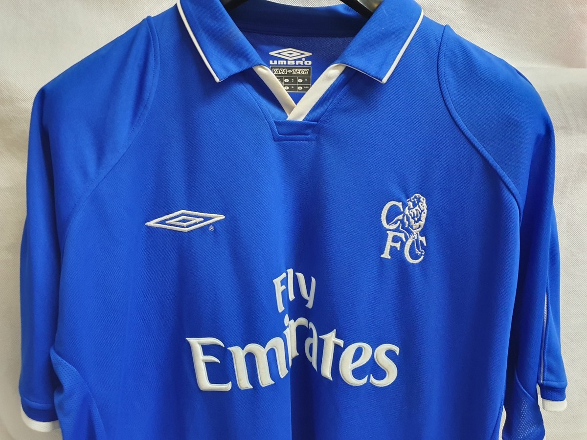 Chelsea FC 2001-2003 Fly Emirates Umbro Home Shirt Kit XL Vintage