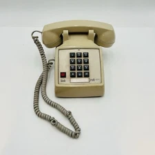 Vintage Northern Telecom Beige Tan Push Button Desk Land Line Phone W Link 2500