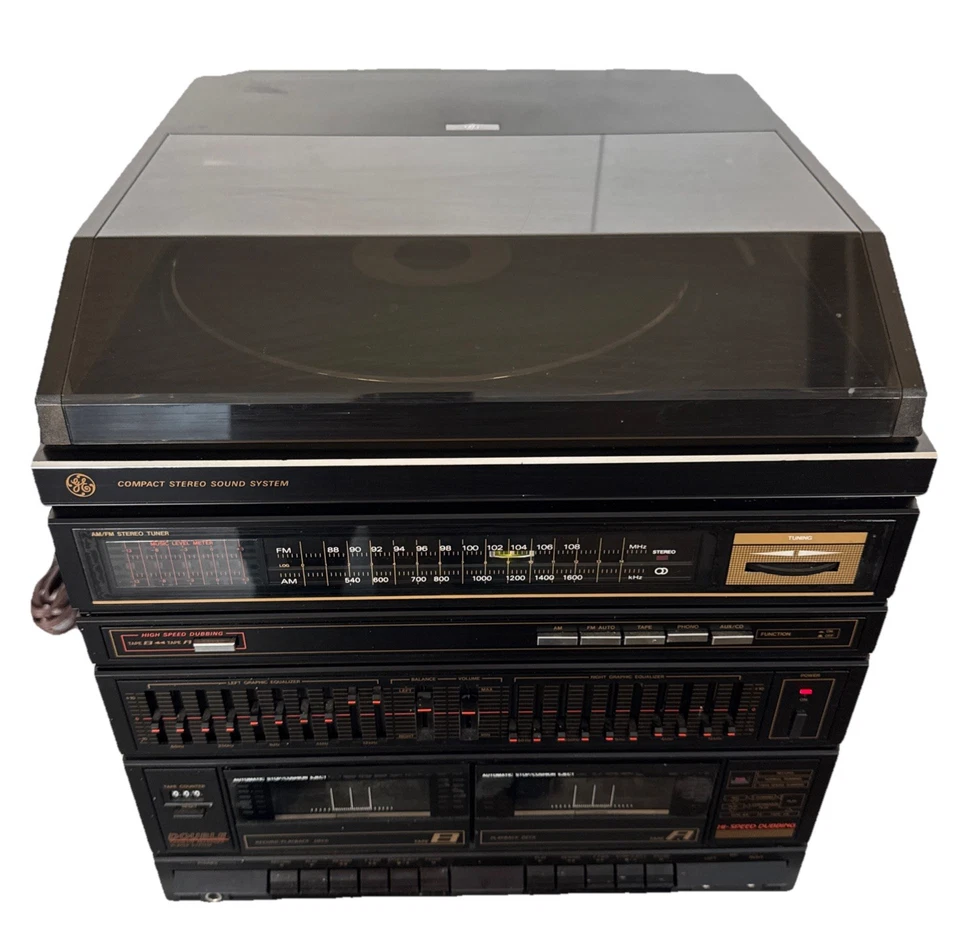 Sistema estéreo compacto GE #11-1000 AM/FM estéreo 2 cassette fono ecualizador leer Foto 2 de 4