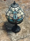VINTAGE LEADED GLASS TIFFANY STYLE TABLE LAMP 14"  Antique Roadshow Plaqued