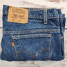 Vintage Levis 517 Bootcut Jeans Mens 40x32 USA Orange Tab Blue Denim