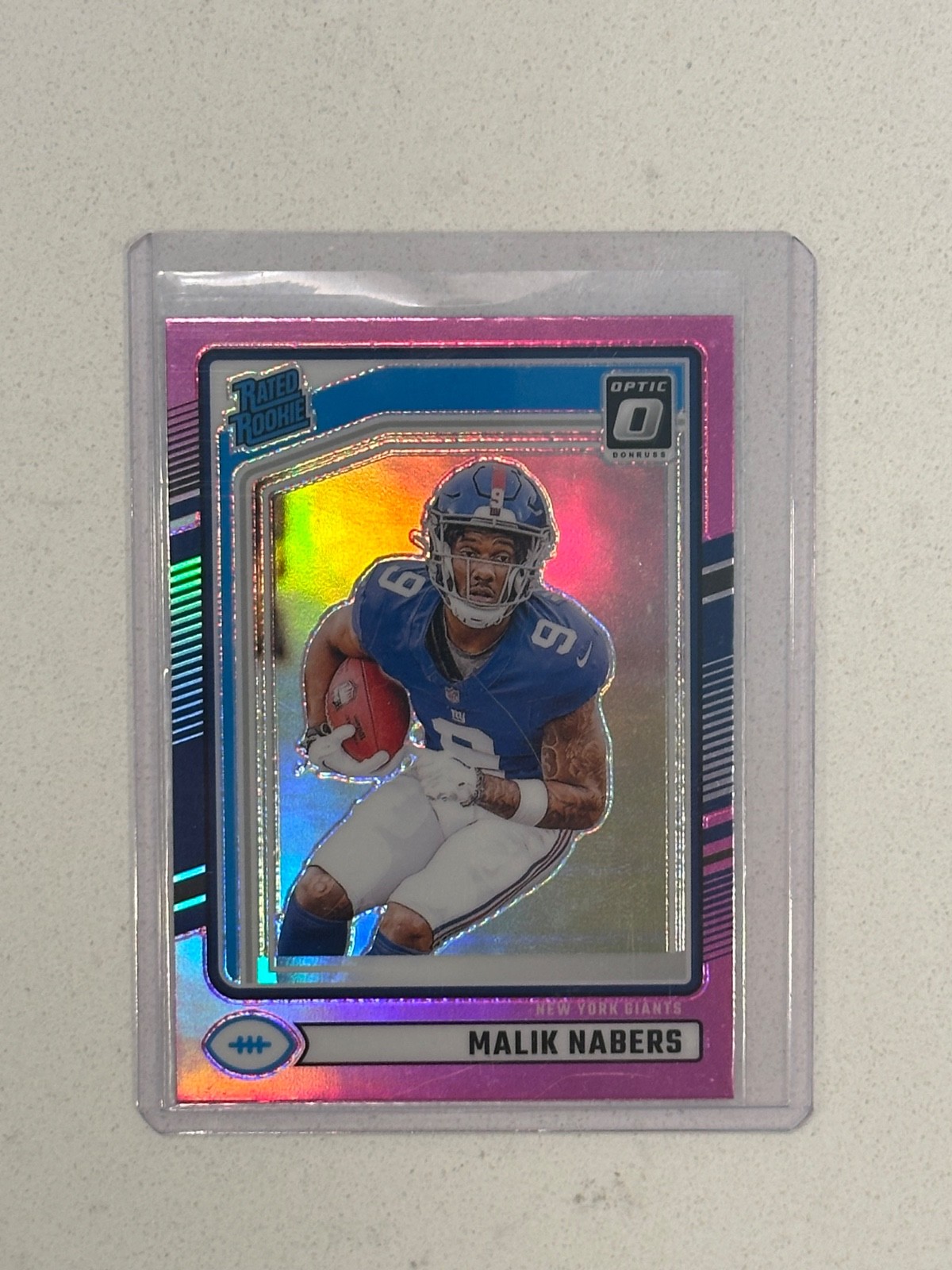 2024 Panini Donruss Rated Rookie Malik Nabers #383 Optic Preview Pink Prizm (RC)