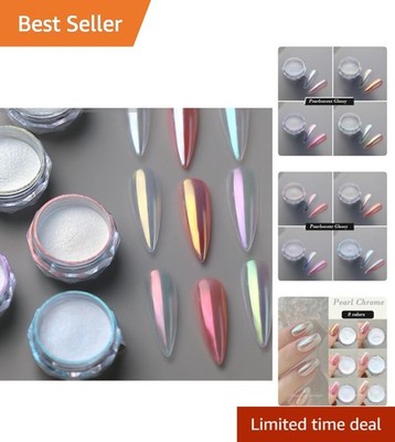 Versatile Pearl Chrome Nail Powder with Applicators for Flawless Nail Art