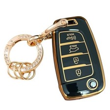 for Hyundai Key Fob Cover with Keychain Fit for Hyundai Elantra Accent Black