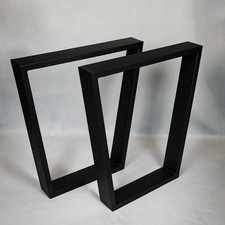 Tischkufen für Esstisch Trapez Stahl Schwarz Feinstruktur Metall Tischbeine