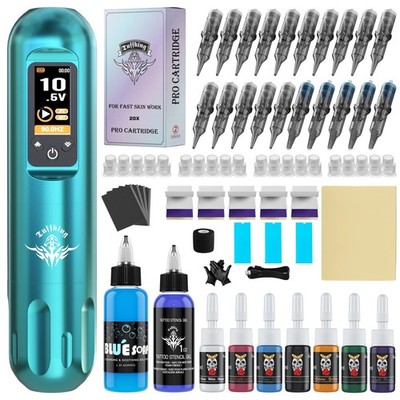 Tuffking Tattoo Machine Kit Rotary Wireless Tattoo Gun Kit with 20pcs Extra S...