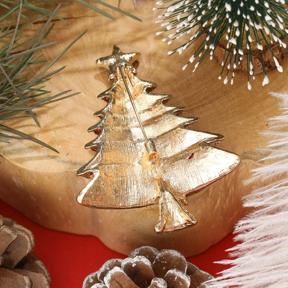 Broche Insignia Prendedor Vintage Lujo Brillante Estrás Vibrante Árbol de Navidad Regalo Foto 3 de 4