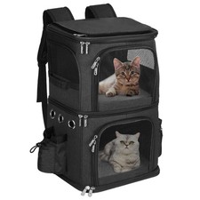 Double-Compartment Pet Carrier Backpack for 2 Cats or Small Dogs, Dual Travel...