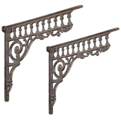 Wandwinkel Regalwinkel Gusseisen antikbraun 2er Set dekorativ 23 x 28 cm - Bild 1 von 4