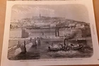 Shipwreck of the steamboat La Mouche sur la Saône in Lyon engraving 1864