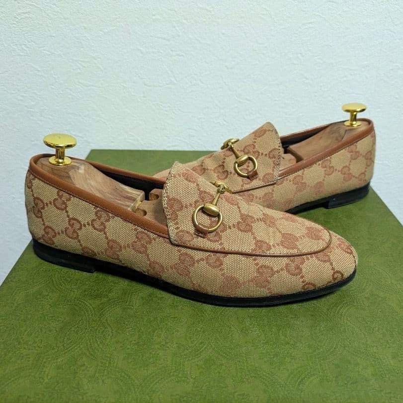 GUCCI Women's Loafers Horsebit GG Canvas Beige Size:36/JP:23 147846K Authentic thumbnail 9
