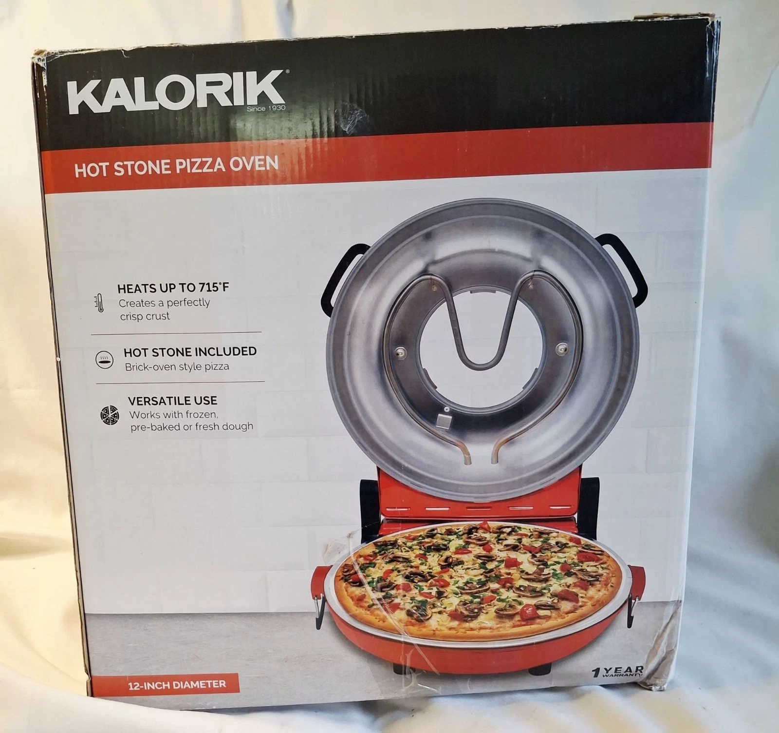 New Kalorik 12-Inch Hot Stone Pizza Oven With Accessories Red 1200W
Opens in a new window or tab