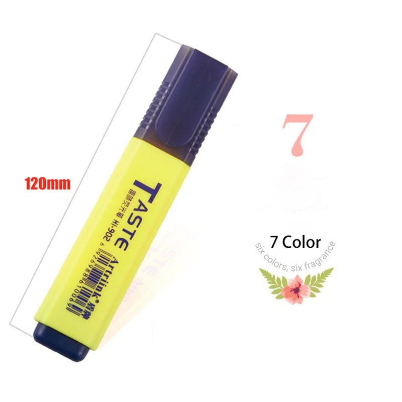 8x Textmarker Marker in 7 Farben, Gelb(2x), Blau, Grün, Orange, Rot, Pink, Lila - Bild 3 von 4