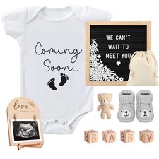 9 Pcs Pregnancy Announcements Set, Include Felt Letter Board Baby Bodysuit Shoes