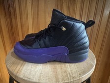 Air Jordan 12 GS Shoes Boys Size 3Y Black Purple Playoff Kobe Lakers 151186-057