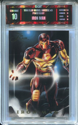 #ad #ad 1994 FLAIR MARVEL UNIVERSE POWER BLAST IRON MAN #3 SGT GEM MINT 10 $32.99