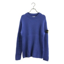 STONE ISLAND Ribbed Knit Sweater Wool Logo Patch S Blue Men Used KLDR-0